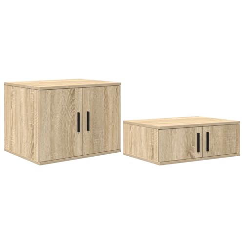 vidaXL Sonoma Eiche Nachttisch mit 2 Türen Glatte Oberfläche Moderner Nachttisch Stauraum Innen Schlafzimmer Möbel Erwachsene Verwendung Stylisches Design Robustes Massivholz Einfache Montage Kompakt von vidaXL