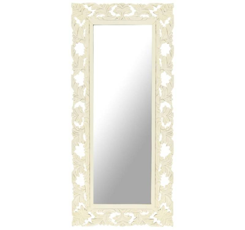 vidaXL Spiegel Spiegel Handgeschnitzt Weiß 110x50 cm Massivholz (1-St) von vidaXL