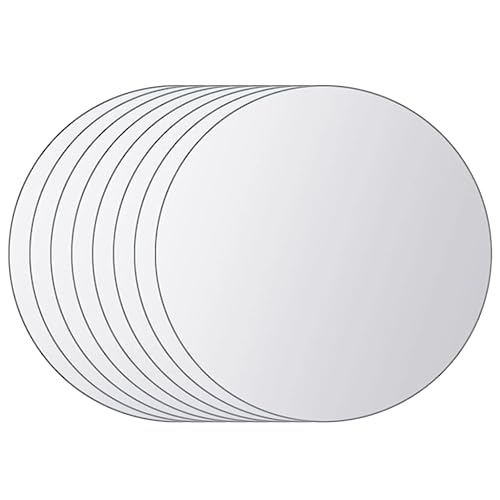 vidaXL Spiegelfliese 8-TLG. Rahmenloses Design Badspiegel Wandspiegel Dekospiegel Spiegelfliesen Fliesenspiegel Klebespiegel Rund Glas von vidaXL