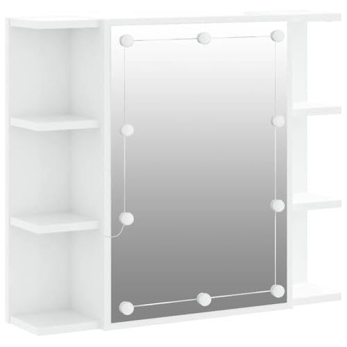 vidaXL Spiegelschrank, Wandregal mit LED-Leuchten, Wandschrank mit viel Stauraum, Schminkspiegel mit Ablagen Schrank Badezimmer, Betongrau von vidaXL