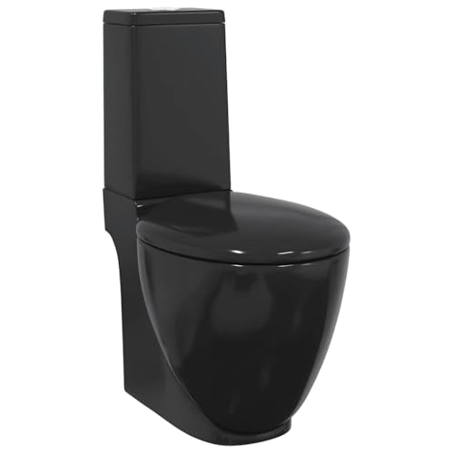 vidaXL Keramik Toilette Badezimmer Bad WC Spülkasten Waagerechter Abgang Doppel Spülung Schwarz vidaXL Keramik Toilette Badezimmer Bad WC Spülkasten Waagerechter Abgang Doppel Spülung Schwarz von vidaXL