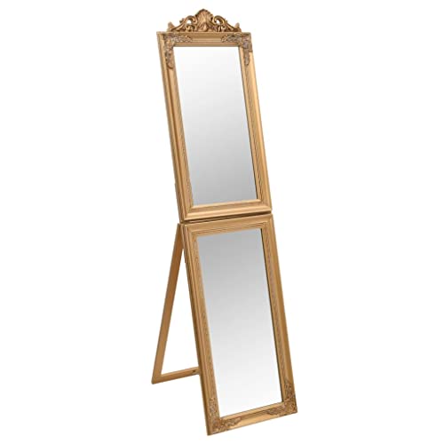 vidaXL Standspiegel Klappdesign Barockstil Ankleidespiegel Ganzkörperspiegel Freistehender Spiegel Flurspiegel Dekospiegel Golden 40x160cm von vidaXL