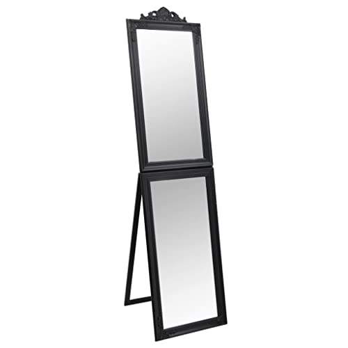 vidaXL Standspiegel Klappdesign Barockstil Ankleidespiegel Ganzkörperspiegel Freistehender Spiegel Flurspiegel Dekospiegel Schwarz 45x180cm von vidaXL