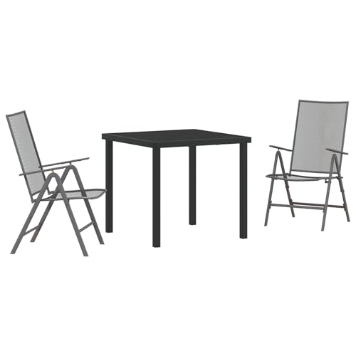 vidaXL Stapel-Gartenstuhl Set von 2 Anthrazit Stahl mit Verstellbarer Rückenlehne für Innen- und Außenbereich leicht zu reinigen langlebiges Netzdesign Stuhl Esszimmer Metall Patio Möbel von vidaXL