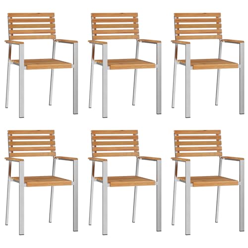 vidaXL Stapelbare Gartenstühle 6 Stück 54,5x56x89 cm Massivholz Teak vidaXL Stapelbare Gartenstühle 6 Stück 54,5x56x89 cm Massivholz Teak von vidaXL
