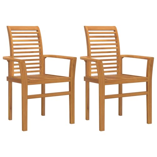 vidaXL Stapelbarer Gartenstuhl 2 Stück Massivholz Teak von vidaXL