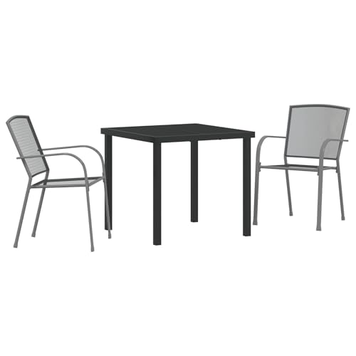 vidaXL Stapelbares Outdoor-Stuhl Set aus 4 anthrazitfarbenem Stahl Netz Dining für drinnen Einfache Montage Platzsparendes Design Bequemes Sitzen für Garten Patio Modern von vidaXL