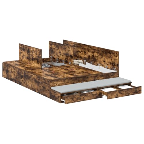 vidaXL Stauraum Bettgestell Raucheiche 140X200 cm Holzwerkstoff Viele Schubladen Modernes Design Einfache Montage Innen Schlafzimmer Möbel vidaXL Stauraum Bettgestell Raucheiche 140X200 cm Holzwerkstoff Viele Schubladen Modernes Design Einfache Montage Innen Schlafzimmer Möbel von vidaXL