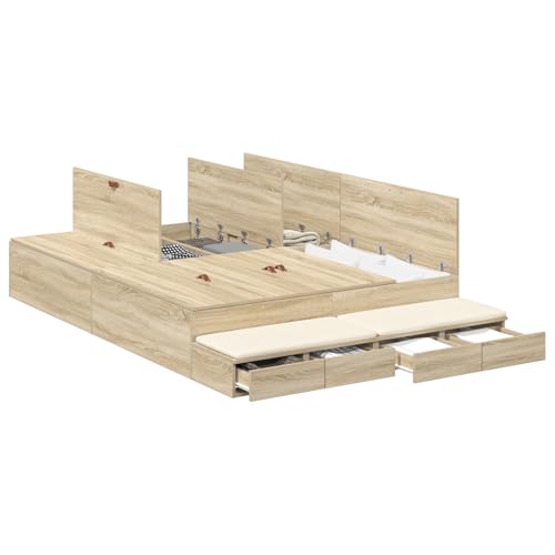 vidaXL Stauraum Bettgestell Sonoma Eiche 135X190 cm Holzwerkstoff Viel Stauraum Modernes Design Einfache Montage Indoor Schlafzimmermöbel Haltbare Lösungen vidaXL Stauraum Bettgestell Sonoma Eiche 135X190 cm Holzwerkstoff Viel Stauraum Modernes Design Einfache Montage Indoor Schlafzimmermöbel Haltbare Lösungen von vidaXL