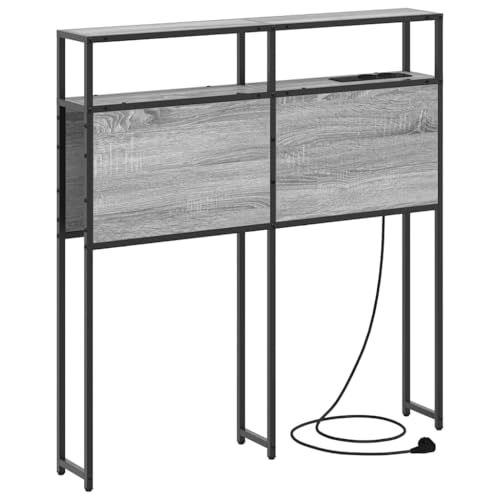 vidaXL Kopfteil mit Stauraum für Schlafzimmermöbel, moderner Bettrahmen, rechteckige Regale, integrierte Steckdosen, Regale und Organizer von vidaXL