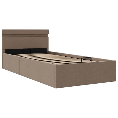 vidaXL Stauraumbett Hydraulisch mit LED Polsterbett Einzelbett Bett Schlafzimmerbett Stoffbett Bettrahmen Bettgestell Stauraum Taupe 90x200cm vidaXL Stauraumbett Hydraulisch mit LED Polsterbett Einzelbett Bett Schlafzimmerbett Stoffbett Bettrahmen Bettgestell Stauraum Taupe 90x200cm von vidaXL