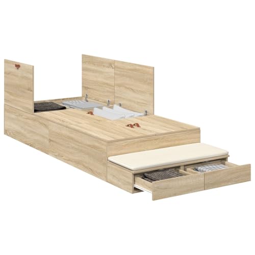 vidaXL Stauraumbett Sonoma Eiche 100X200 cm Holzwerkstoff Reichlich Schubladen Modernes Design Einfache Montage Innen Schlafzimmermöbel Eingebaut Langlebig Stilvoll Holz vidaXL Stauraumbett Sonoma Eiche 100X200 cm Holzwerkstoff Reichlich Schubladen Modernes Design Einfache Montage Innen Schlafzimmermöbel Eingebaut Langlebig Stilvoll Holz von vidaXL