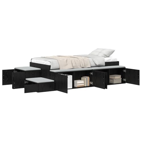 vidaXL Stauraumbettgestell Schwarz Eiche 90x190 cm vidaXL Stauraumbettgestell Schwarz Eiche 90x190 cm von vidaXL