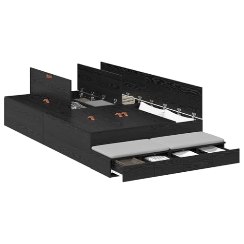 vidaXL Stauraumbettgestell Schwarze Eiche 120X190 cm Holzwerkstoff Mit vielen Schubladen Modernes Design Einfache Montage Innen Schlafzimmermöbel Erwachsene Holzstil Elegant Mit Platzsparer vidaXL Stauraumbettgestell Schwarze Eiche 120X190 cm Holzwerkstoff Mit vielen Schubladen Modernes Design Einfache Montage Innen Schlafzimmermöbel Erwachsene Holzstil Elegant Mit Platzsparer von vidaXL