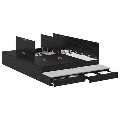 vidaXL Stauraumbettgestell Schwarze Eiche 140X200 cm Holzwerkstoff Reichlich Schubladen Modernes Design Einfache Montage Innen Schlafzimmermöbel Erwachsene Elegant Langlebig Stilvoll Mit Lösungen vidaXL Stauraumbettgestell Schwarze Eiche 140X200 cm Holzwerkstoff Reichlich Schubladen Modernes Design Einfache Montage Innen Schlafzimmermöbel Erwachsene Elegant Langlebig Stilvoll Mit Lösungen von vidaXL