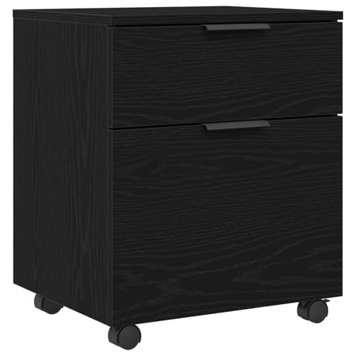 vidaXL Aktenschrank mit Rollen Schwarz Eiche 45x38x54 cm von vidaXL