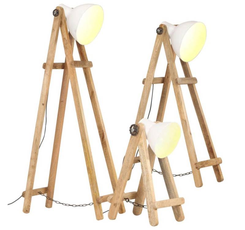vidaXL Stehlampe Stehlampen 3 Stk Weiß E27 Mango Massivholz von vidaXL