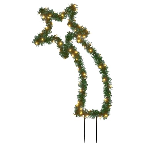 vidaXL Sternschnuppe, Weihnachtsbeleuchtung mit Erdspießen 80 LEDs, Wasserdicht LED Gartenstecker mit 8 Beleuchtungsmodi, Beleuchtet Weihnachtsdeko Stern, 62 cm von vidaXL