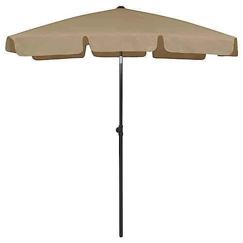 vidaXL Strandschirm Kippbar Sonnenschirm Balkonschirm Gartenschirm Ampelschirm Marktschirm Schirm Terrassenschirm Balkon Taupe 180x120cm von vidaXL