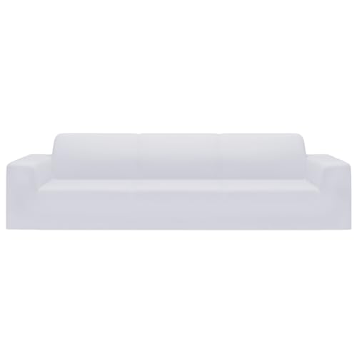 vidaXL Stretch Sofahusse 4-Sitzer Wiederverwendbar Sofabezug Sofa Abdeckung Überwürfe Universal Stretchhusse Sofaschoner Weiß Polyester-Jersey von vidaXL