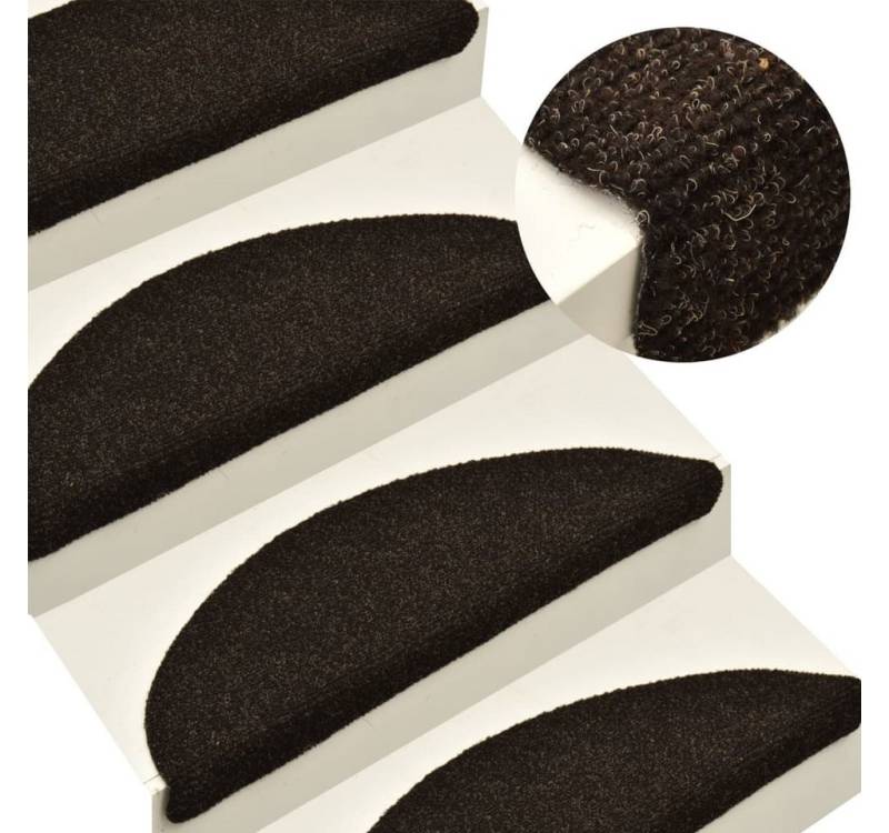 vidaXL Stufenmatte Selbstklebende Treppenmatten 5 Stk Dunkelbraun 56x17x3cm von vidaXL