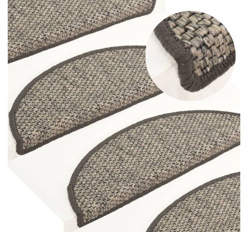 vidaXL Stufenmatte Treppenmatten Selbstklebend Sisal-Optik 15 Stk 56x20cm Silbern von vidaXL