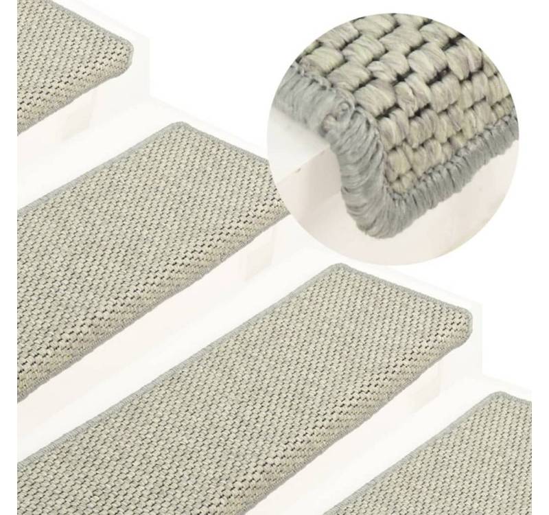 vidaXL Stufenmatte Treppenmatten Selbstklebend Sisal-Optik 15 Stk 65x25 cm Grau Teppich von vidaXL