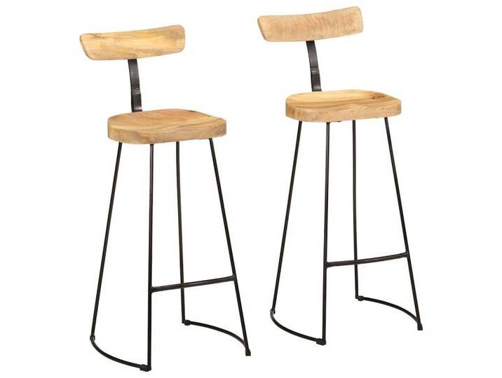 vidaXL Stuhl Barhocker 2 Stk 49x43x103 cm Mango Massivholz, braun von vidaXL