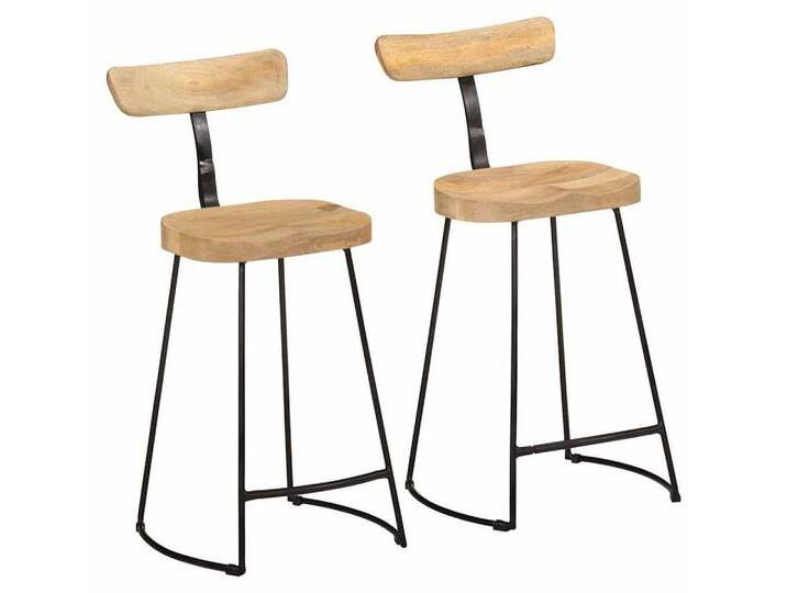 vidaXL Stuhl Barhocker 2 Stk 49x43x88 cm Mango Massivholz, braun von vidaXL