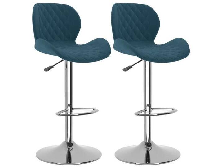 vidaXL Stuhl Barhocker 2 Stk Blau Samt, blau von vidaXL