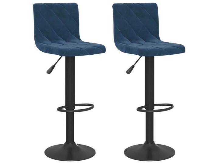 vidaXL Stuhl Barhocker 2 Stk Blau Samt Drehbar Höhenverstellbar, blau von vidaXL