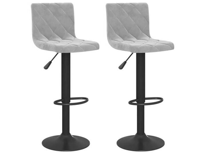 vidaXL Stuhl Barhocker 2 Stk Hellgrau Samt, grau von vidaXL