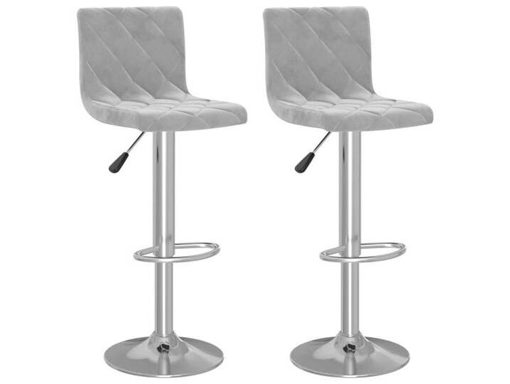 vidaXL Stuhl Barhocker 2 Stk Hellgrau Samt, grau von vidaXL