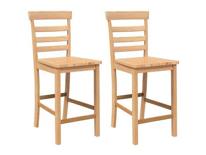 vidaXL Stuhl Barhocker 2 Stk Natur Massivholz Gummibaum, braun von vidaXL
