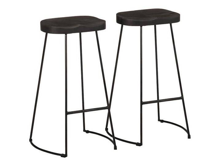 vidaXL Stuhl Barhocker 2 Stk Schwarz 45x40x78 cm Mango Massivholz, schwarz von vidaXL