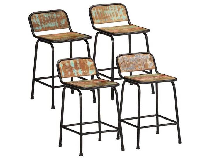 vidaXL Stuhl Barhocker 4 Stk 46x35,5x70 cm Altholz Massivholz, braun von vidaXL