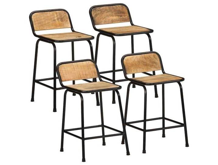 vidaXL Stuhl Barhocker 4 Stk 46x35,5x70 cm Raues Mango Massivholz, braun von vidaXL