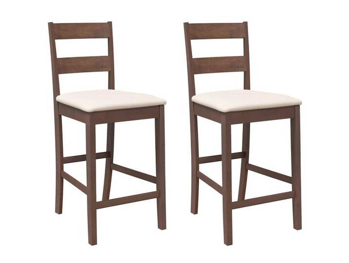 vidaXL Stuhl Barhocker mit Kissen 2 Stk Braun Massivholz Gummibaum, braun von vidaXL