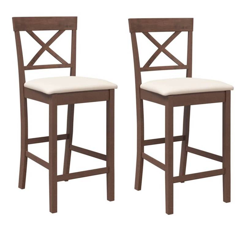 vidaXL Stuhl Barhocker mit Kissen 2 Stk Braun Massivholz Gummibaum vidaXL Stuhl Barhocker mit Kissen 2 Stk Braun Massivholz Gummibaum von vidaXL