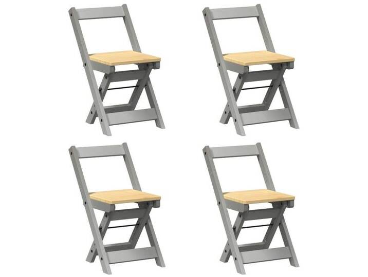 vidaXL Stuhl Esszimmerstühle Klappbar 4 Stk Corona Grau Massivholz Kiefer, grau von vidaXL