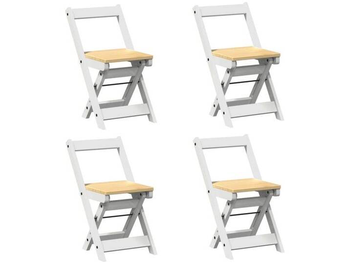 vidaXL Stuhl Esszimmerstühle Klappbar 4 Stk Corona Weiß Massivholz Kiefer, weiß von vidaXL
