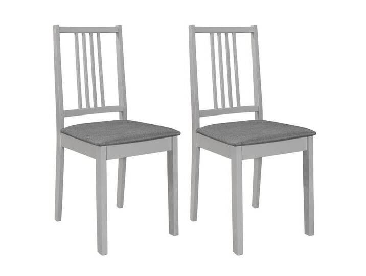 vidaXL Stuhl Esszimmerstühle mit Kissen 2 Stk Grau Massivholz, grau von vidaXL