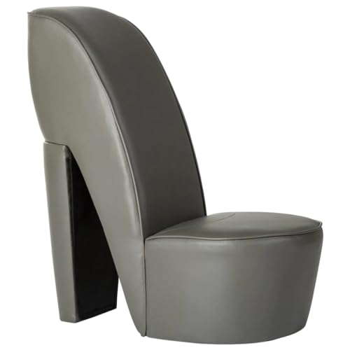 vidaXL Schuhsessel High Heel Design Sessel Stuhl Polstersessel Wohnzimmersessel Loungesessel Relaxsessel Hocker Sitzhocker Grau Kunstleder von vidaXL