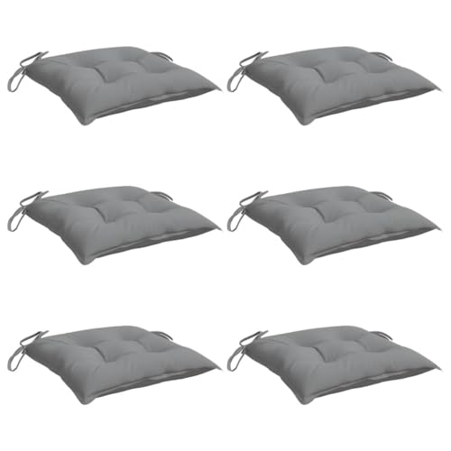 vidaXL Stuhlkissen 6 STK., Sitzkissen mit Bändern, Sitzauflage Outdoor Indoor, Stuhlauflagen Kissen für Gartenstuhl, Grau 50x50cm Oxford-Gewebe vidaXL Stuhlkissen 6 STK., Sitzkissen mit Bändern, Sitzauflage Outdoor Indoor, Stuhlauflagen Kissen für Gartenstuhl, Grau 50x50cm Oxford-Gewebe von vidaXL