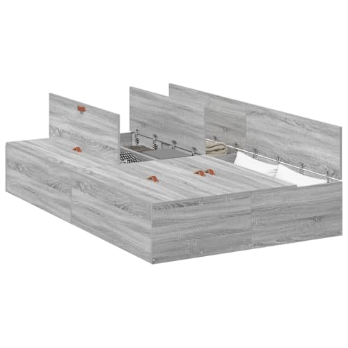 vidaXL Bettgestell mit Stauraum Grau Sonoma 120x200 cm von vidaXL