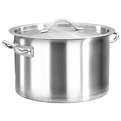 vidaXL Suppentopf mit 2 Griffen Kochtopf Universaltopf Induktion Topf Spaghettitopf Induktionstopf Gastro 24L 36x24cm Edelstahl Silbern von vidaXL