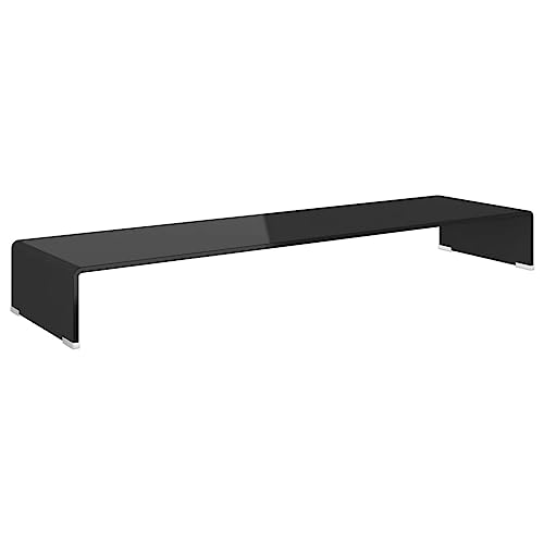 vidaXL TV-Glasaufsatz Tisch Monitor Erhöhung Glasbühne Podest Schwarz 110x30x13 von vidaXL