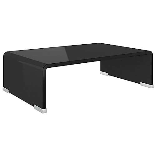 vidaXL TV-Glasaufsatz Tisch Monitor Erhöhung Glasbühne Podest Schwarz 40x25x11cm von vidaXL