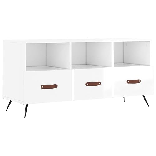 vidaXL TV Schrank, Fernsehschrank mit 3 Schubladen, Fernsehtisch für Wohnzimmer, Lowboard Sideboard TV Ständer TV Gerät, Hochglanz Weiß Holzwerkstoff vidaXL TV Schrank, Fernsehschrank mit 3 Schubladen, Fernsehtisch für Wohnzimmer, Lowboard Sideboard TV Ständer TV Gerät, Hochglanz Weiß Holzwerkstoff von vidaXL