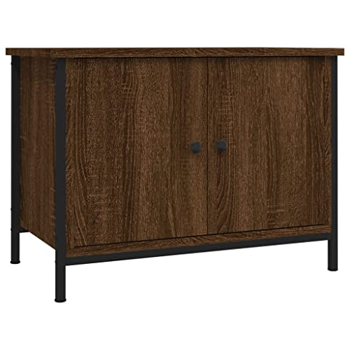 vidaXL TV Schrank, Fernsehschrank mit viel Stauraum, Lowboard mit Türen, Fernsehtisch HiFi Schrank TV Möbel Metallfüße, Braun Eichen Optik Holzwerkstoff von vidaXL